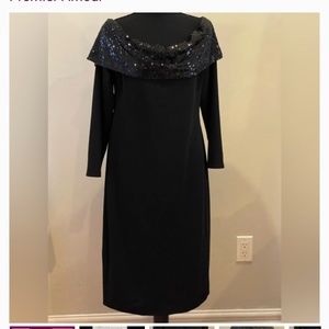 Black dress with sequin neckline